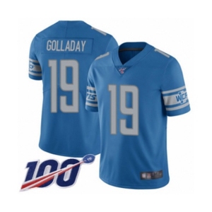 Youth Detroit Lions #19 Kenny Golladay Blue Team Color Vapor Untouchable Limited Player 100th Season Football Jersey