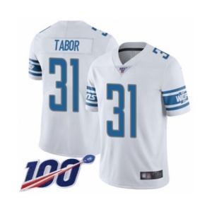 Youth Detroit Lions #31 Teez Tabor White Vapor Untouchable Limited Player 100th Season Football Jersey