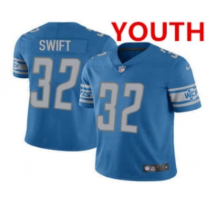 Youth Detroit Lions #32 DAndre Swift 2021 Blue Vapor Untouchable Limited Stitched Jersey