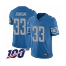 Youth Detroit Lions #33 Kerryon Johnson Blue Team Color Vapor Untouchable Limited Player 100th Season Football Jersey