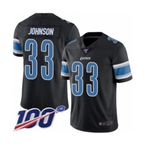 Youth Detroit Lions #33 Kerryon Johnson Limited Black Rush Vapor Untouchable 100th Season Football Jersey