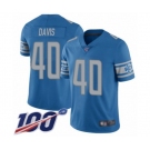 Youth Detroit Lions #40 Jarrad Davis Blue Team Color Vapor Untouchable Limited Player 100th Season Football Jersey