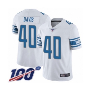 Youth Detroit Lions #40 Jarrad Davis White Vapor Untouchable Limited Player 100th Season Football Jersey