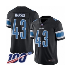 Youth Detroit Lions #43 Will Harris Limited Black Rush Vapor Untouchable 100th Season Football Jersey