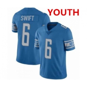 Youth Detroit Lions #6 D'Andre Swift Blue Vapor Untouchable Limited Stitched Jersey
