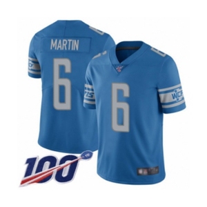 Youth Detroit Lions #6 Sam Martin Blue Team Color Vapor Untouchable Limited Player 100th Season Football Jersey