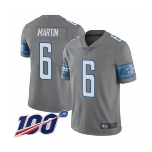 Youth Detroit Lions #6 Sam Martin Limited Steel Rush Vapor Untouchable 100th Season Football Jersey