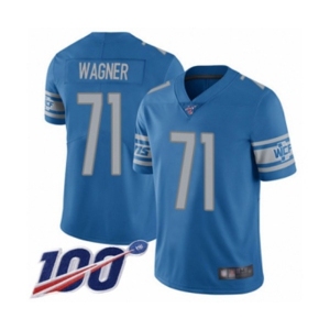 Youth Detroit Lions #71 Ricky Wagner Blue Team Color Vapor Untouchable Limited Player 100th Season Football Jersey