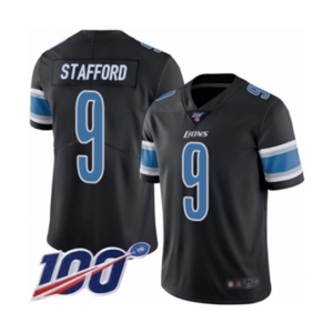 Youth Detroit Lions #9 Matthew Stafford Limited Black Rush Vapor Untouchable 100th Season Football Jersey