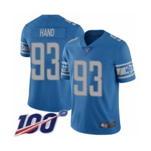 Youth Detroit Lions #93 Da'Shawn Hand Blue Team Color Vapor Untouchable Limited Player 100th Season Football Jersey
