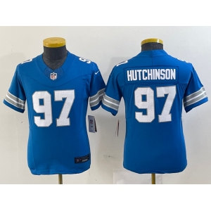 Youth Detroit Lions #97 Aidan Hutchinson Limited Blue 2024 FUSE Vapor Jersey