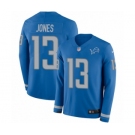 Youth Nike Detroit Lions #13 T.J. Jones Limited Blue Therma Long Sleeve NFL Jersey