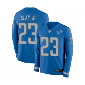 Youth Nike Detroit Lions #23 Darius Slay Limited Blue Therma Long Sleeve NFL Jersey