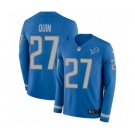 Youth Nike Detroit Lions #27 Glover Quin Limited Blue Therma Long Sleeve NFL Jersey