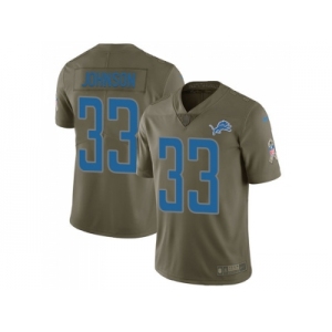 Youth Nike Detroit Lions #33 Kerryon Johnson Olive Stitched NFL Limited 2017 Salute to Service Jersey