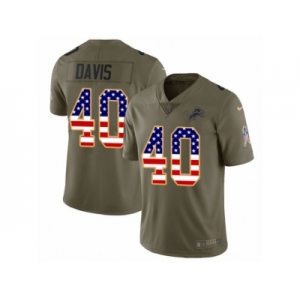 Youth Nike Detroit Lions #40 Jarrad Davis Limited Olive USA Flag Salute to Service NFL Jersey