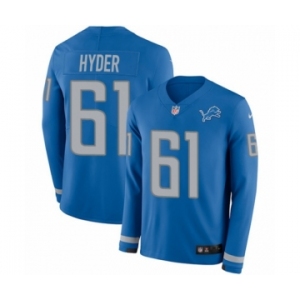 Youth Nike Detroit Lions #61 Kerry Hyder Limited Blue Therma Long Sleeve NFL Jersey