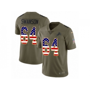 Youth Nike Detroit Lions #64 Travis Swanson Limited Olive USA Flag Salute to Service NFL Jersey