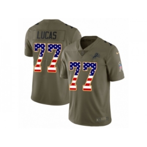 Youth Nike Detroit Lions #77 Cornelius Lucas Limited Olive USA Flag Salute to Service NFL Jersey