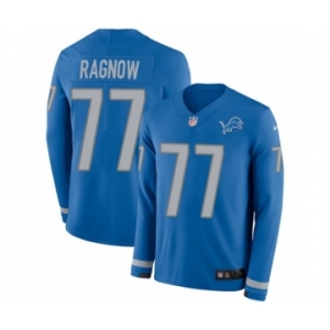 Youth Nike Detroit Lions #77 Frank Ragnow Limited Blue Therma Long Sleeve NFL Jersey