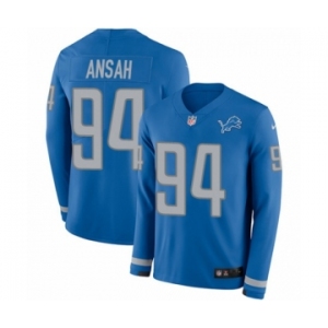 Youth Nike Detroit Lions #94 Ziggy Ansah Limited Blue Therma Long Sleeve NFL Jersey