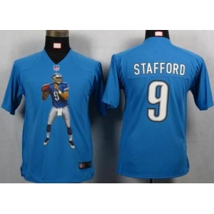 nike youth nfl jerseys detroit lions #9 stafford blue[portrait fashion]