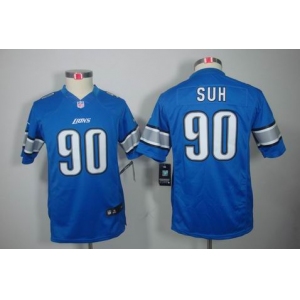 nike youth nfl jerseys detroit lions #90 ndamukong suh blue[nike limited]