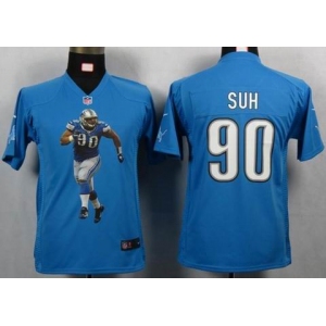 nike youth nfl jerseys detroit lions #90 ndamukong suh blue[portrait fashion]