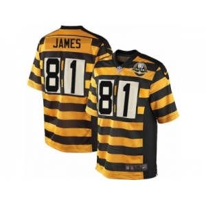 Men's Nike Pittsburgh Steelers #81 Jesse James Game Yellow Black Alternate 80TH Anniversary Throwback NFL Jersey