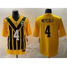 Men's Pittsburgh Steelers #4 DK Metcalf Gold 1933 Throwback Alternate Football Stitched Game Jersey