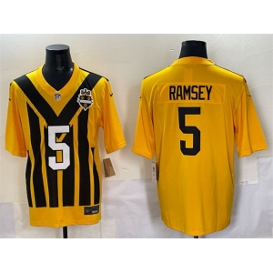 Men's Pittsburgh Steelers #5 Jalen Ramsey Gold 1933 Throwback Alternate Football Stitched Game Jersey