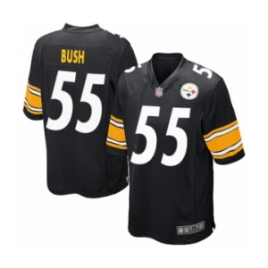 Men's Pittsburgh Steelers #55 Devin Bush Game Black Team Color Football Jersey