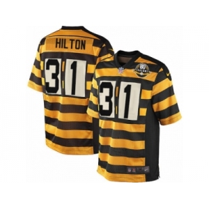 Men Nike Pittsburgh Steelers #31 Mike Hilton Elite Yellow Black Alternate 80TH Anniversary Throwback NFL Jersey