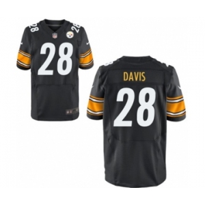 Men's Nike Pittsburgh Steelers #28 Sean Davis Elite Black Team Color NFL Jersey