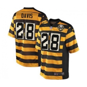 Men's Nike Pittsburgh Steelers #28 Sean Davis Elite Yellow Black Alternate 80TH Anniversary Throwback NFL Jersey