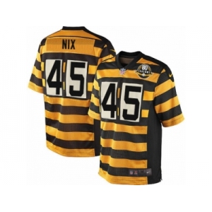 Men's Nike Pittsburgh Steelers #45 Roosevelt Nix Elite Yellow Black Alternate 80TH Anniversary Throwback NFL Jersey