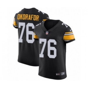 Men's Nike Pittsburgh Steelers #76 Chukwuma Okorafor Black Alternate Vapor Untouchable Elite Player NFL Jersey