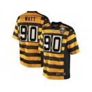 Men's Nike Pittsburgh Steelers #90 T.J. Watt Elite YellowBlack Alternate 80TH Anniversary Throwback NFL Jersey