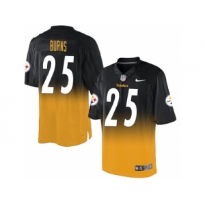 Nike Pittsburgh Steelers #25 Artie Burns Black Gold Men's Stitched NFL Elite Fadeaway Fashion Jersey