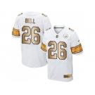 Nike Pittsburgh Steelers #26 Le'Veon Bell White Men's Stitched NFL Elite Gold Jersey