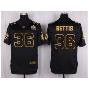 Nike Pittsburgh Steelers #36 Jerome Bettis Black Pro Line Gold Collection Jersey[Elite]