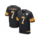 Nike Pittsburgh Steelers #7 Ben Roethlisberger Black Team Color Men's Stitched NFL Elite Gold Jersey