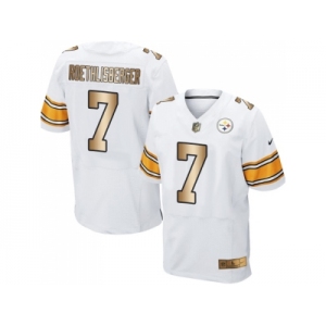 Nike Pittsburgh Steelers #7 Ben Roethlisberger White Men's Stitched NFL Elite Gold Jersey