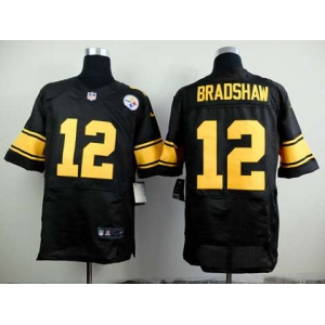 nike nfl jerseys pittsburgh steelers #12 bradshaw black[Elite][number golden]