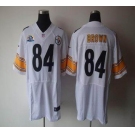 nike nfl jerseys pittsburgh steelers #84 brown white[Elite 50th Patch]