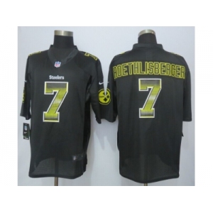 2015 new nike pittsburgh steelers #7 roethlisberger black strobe jerseys[limited]