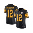 Men Nike Pittsburgh Steelers #12 Terry Bradshaw Black Color Rush Limited Jersey