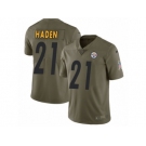 Men Nike Pittsburgh Steelers #21 Joe Haden Limited Olive 2017 Salute to Service NFL Jersey