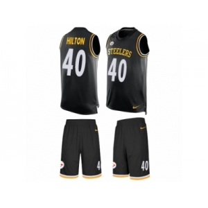 Men Nike Pittsburgh Steelers #40 Mike Hilton Limited Black Tank Top Suit NFL Jersey