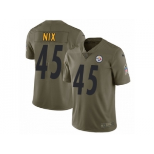 Men Nike Pittsburgh Steelers #45 Roosevelt Nix Limited Olive 2017 Salute to Service NFL Jersey